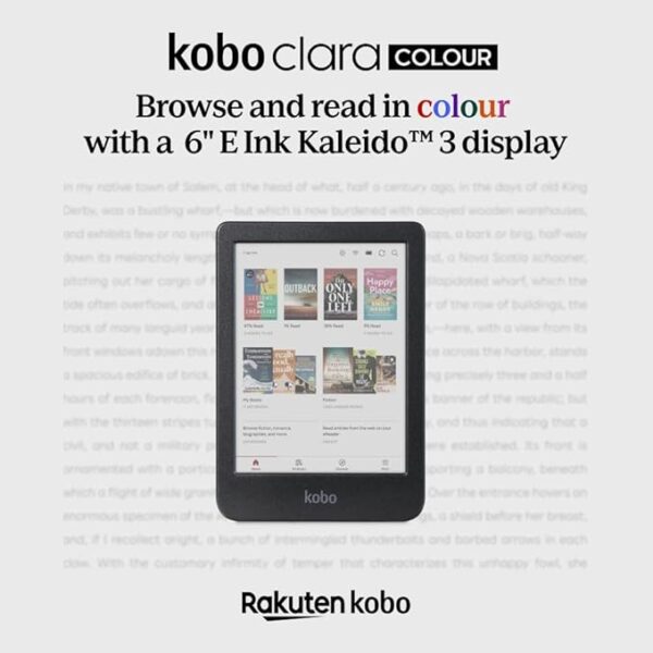 Kobo Clara Colour | eReader | 6" Glare-Free Colour E Ink Display | Dark Mode Option | Waterproof | Audiobooks | 16GB of Storage | Black - Image 2