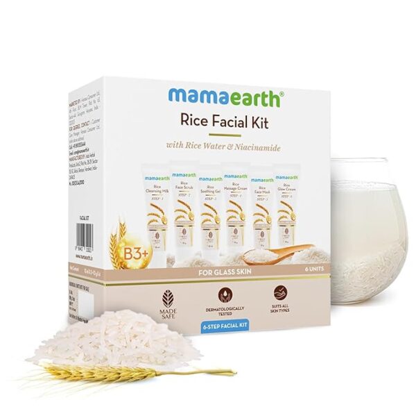 Mamaearth Rice Facial Kit With Rice Water & Niacinamide for Glass Skin - 60 g | Salon-Like Glowing Skin in 6 Easy Steps | Improves Skin Texture | Instant Glow | Suitable for all skin types - Image 5