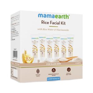 Mamaearth Rice Facial Kit With Rice Water & Niacinamide for Glass Skin - 60 g | Salon-Like Glowing Skin in 6 Easy Steps | Improves Skin Texture | Instant Glow | Suitable for all skin types